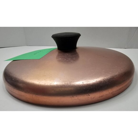 Vintage Copper Pot Lid With Black Knob 7.5" Round - Picture 4 of 8